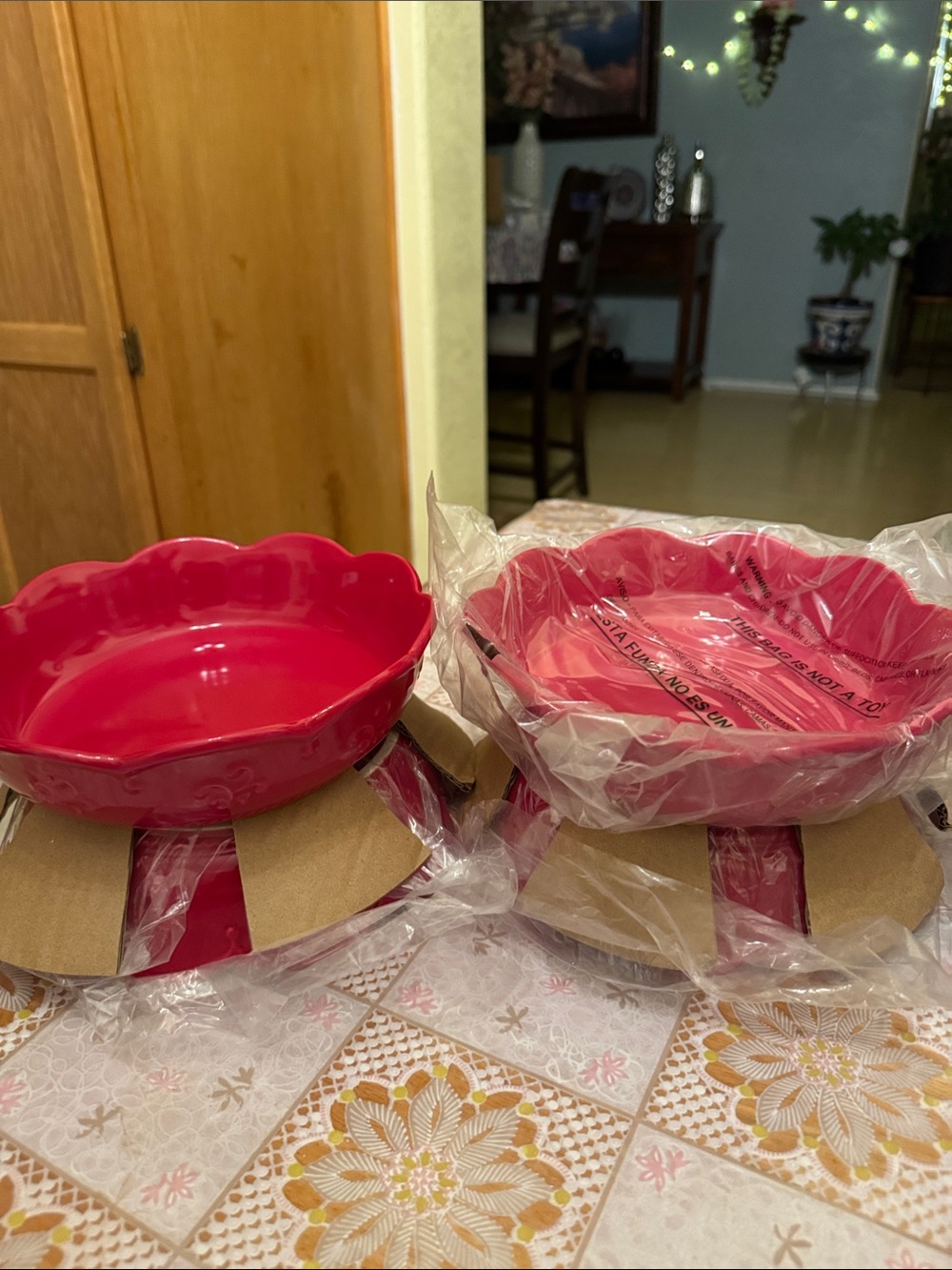 Pink Floral Scalloped Serving Bowls - Set of 4